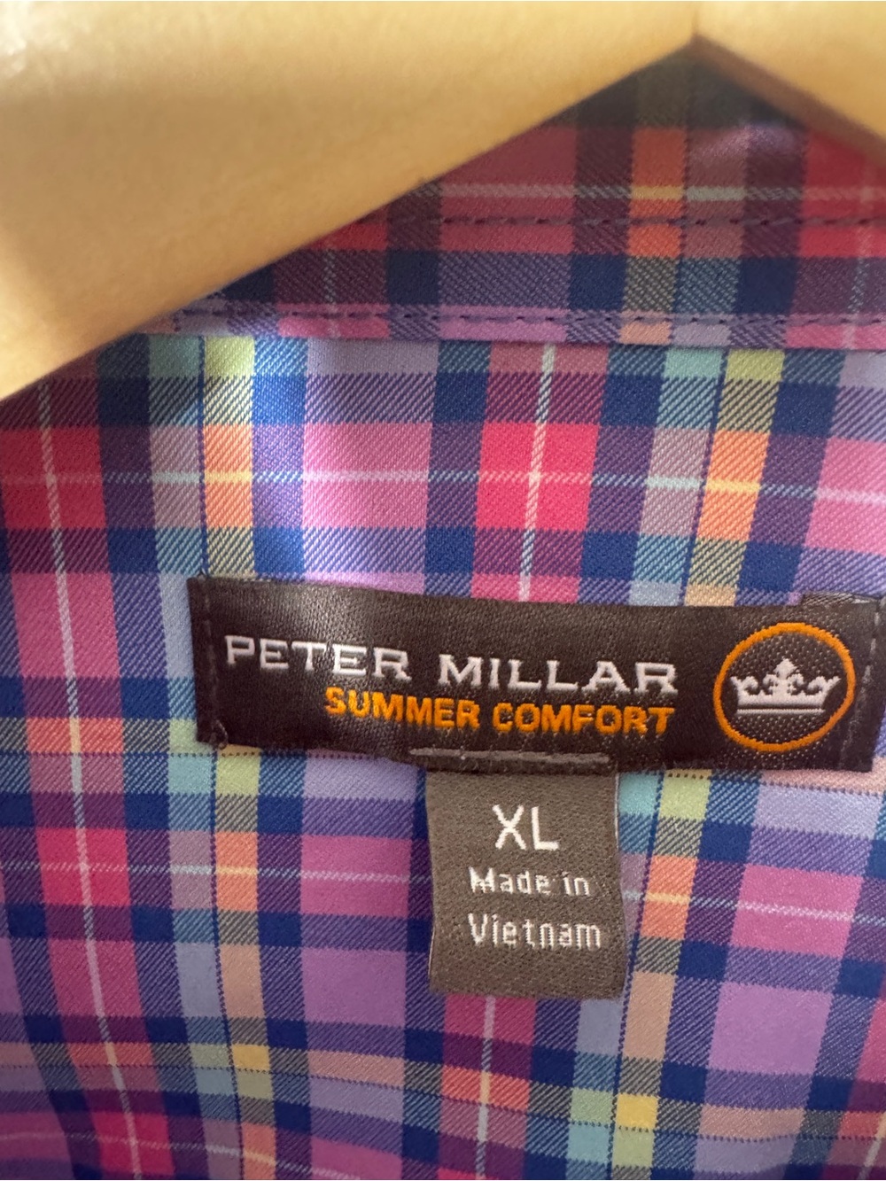 Peter Millar Mens XL Summer Comfort Button Up Shirt Multicolor Plaid Stretch - Picture 2 of 7